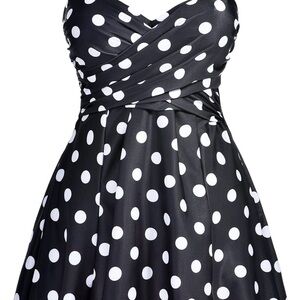 Black and White Polka Dot Swim Dress